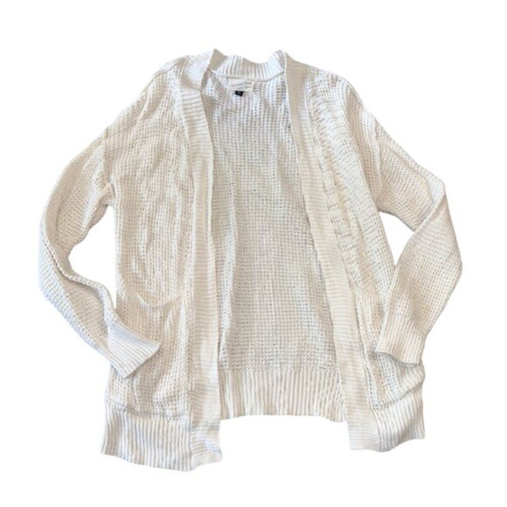 Long Light Cream Off White Women's Long Sleeve Knit Cardigan Size XS